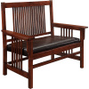 Chestnut Mission Slat Style Padded Bench